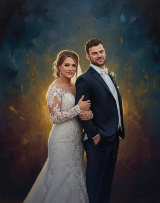 Realistic painting with abstract background