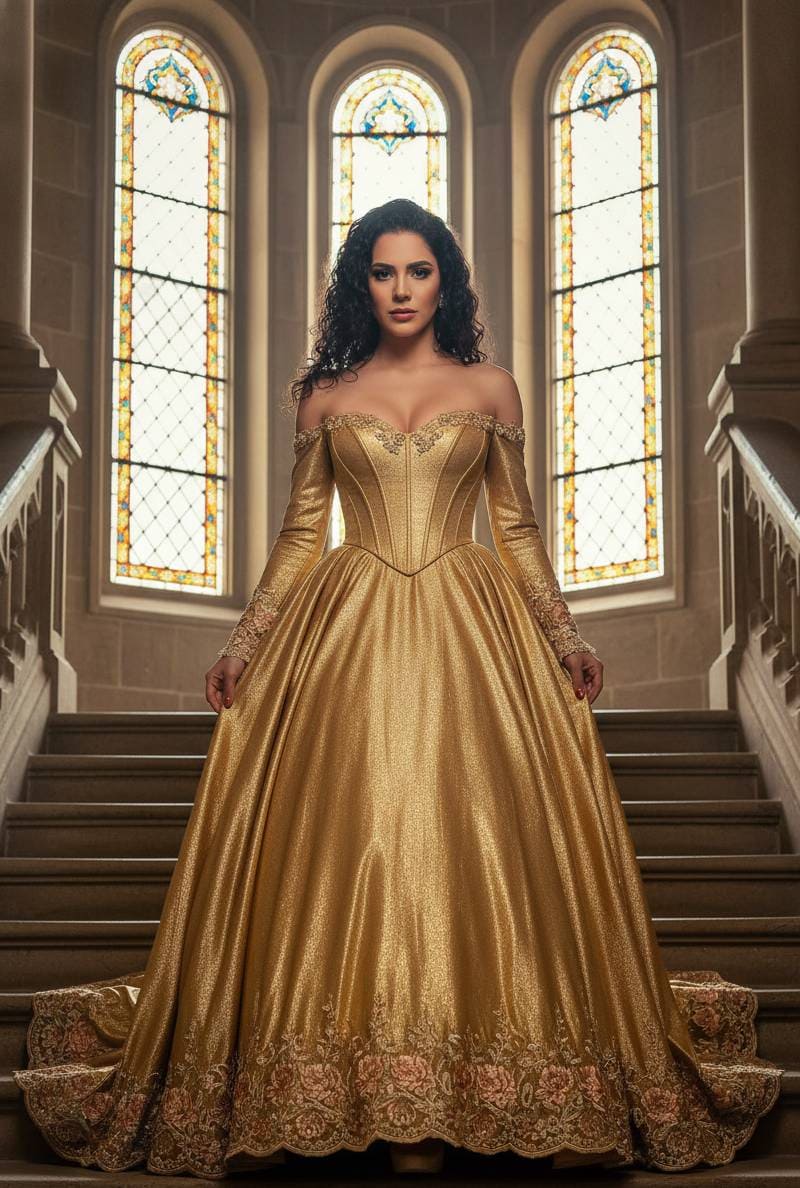 Mujer bajando una escalera de piedra