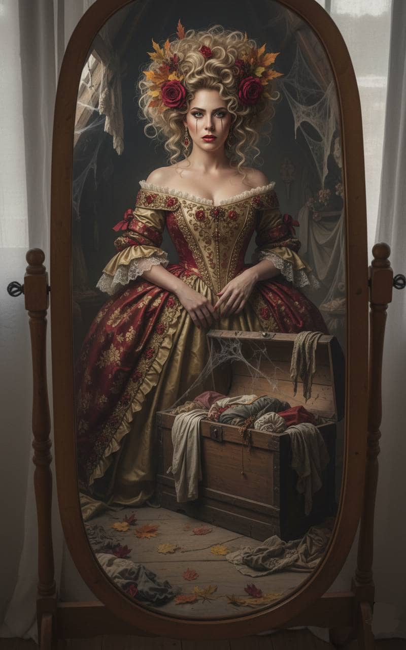 Mujer en un ático, estilo barroco