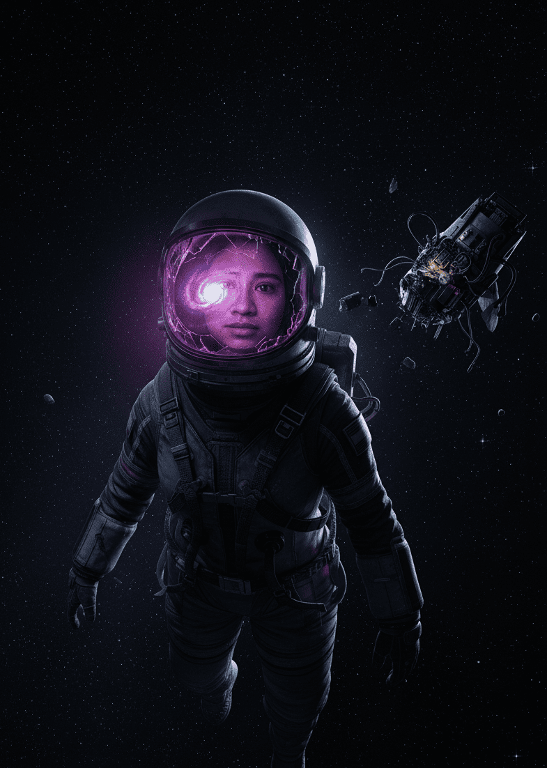 Mujer astronauta en el espacio