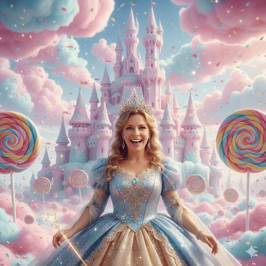 Fiesta de cumpleaños de ensueño con castillo de algodón de azúcar