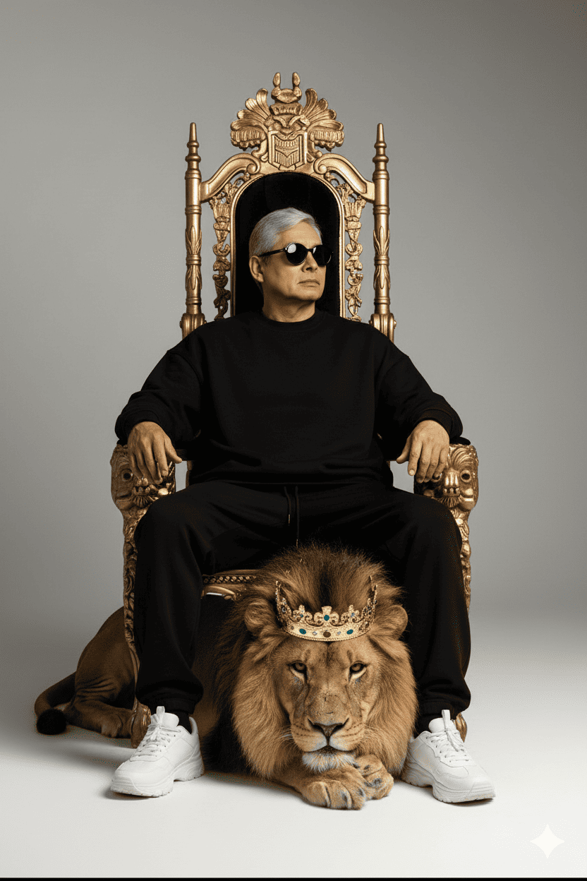 Elegantly on a throne 