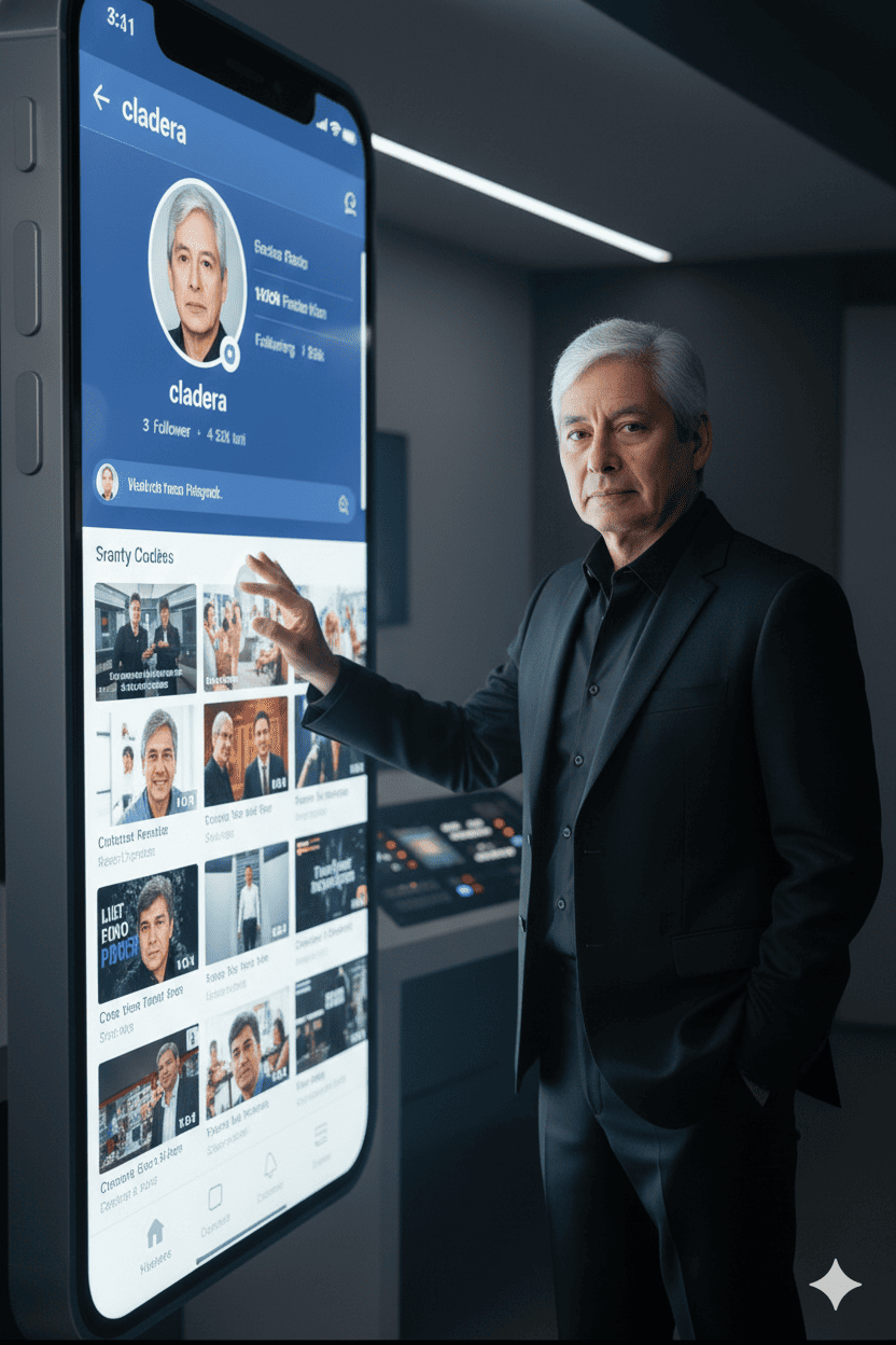 Beside a towering smartphone