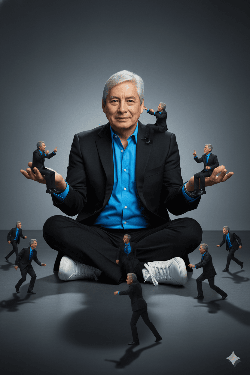 Several miniature versions of himself