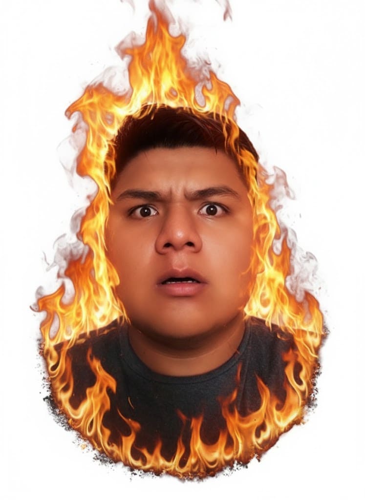 Retrato envuelto en llamas realistas