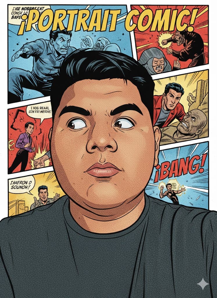 Retrato en viñetas de cómic retro