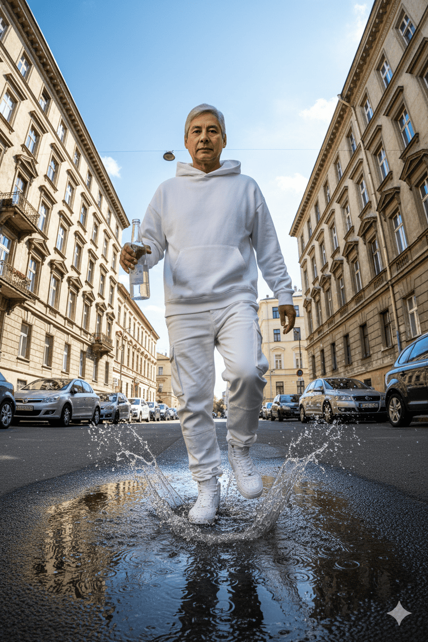 Running with a water bottle