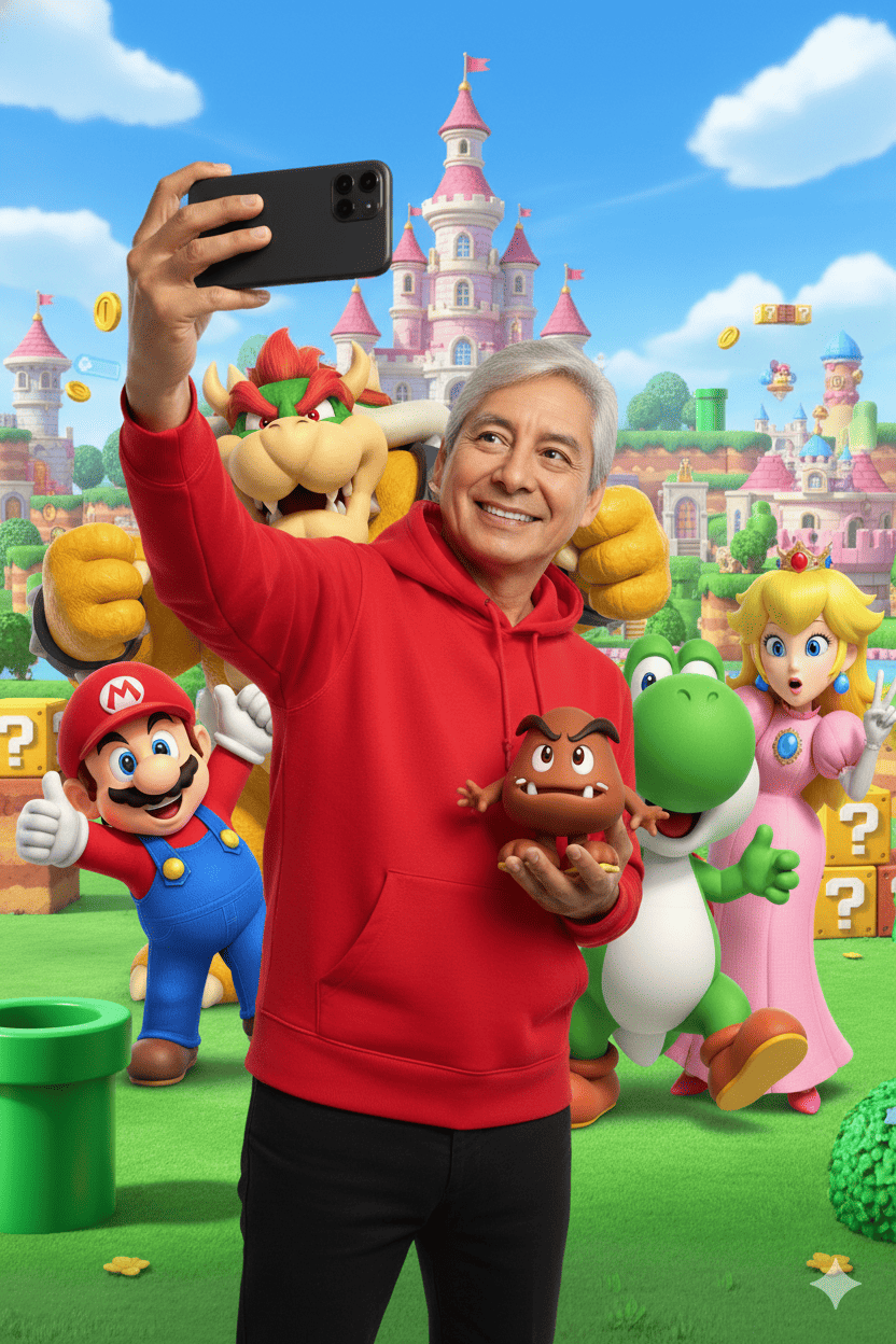 Selfie con Mario Bros y otros personajes