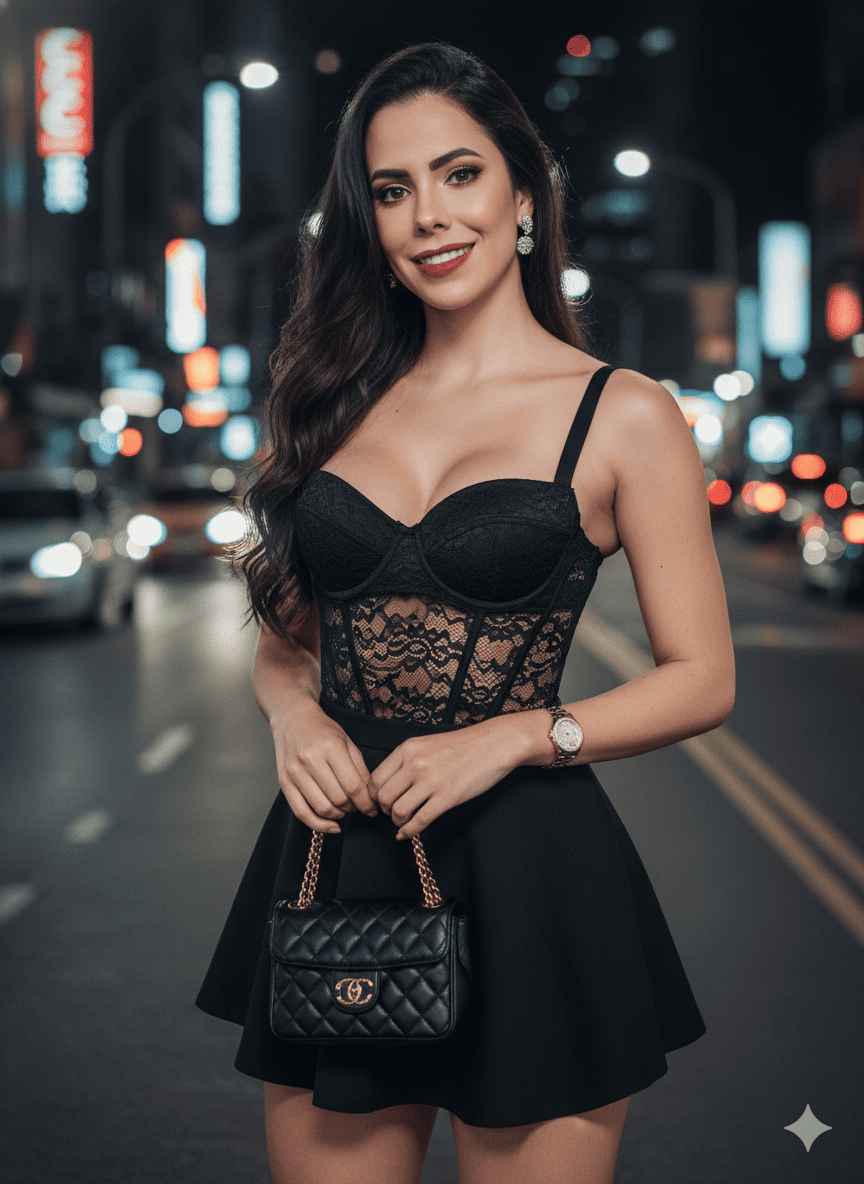 Walking in the city street at night