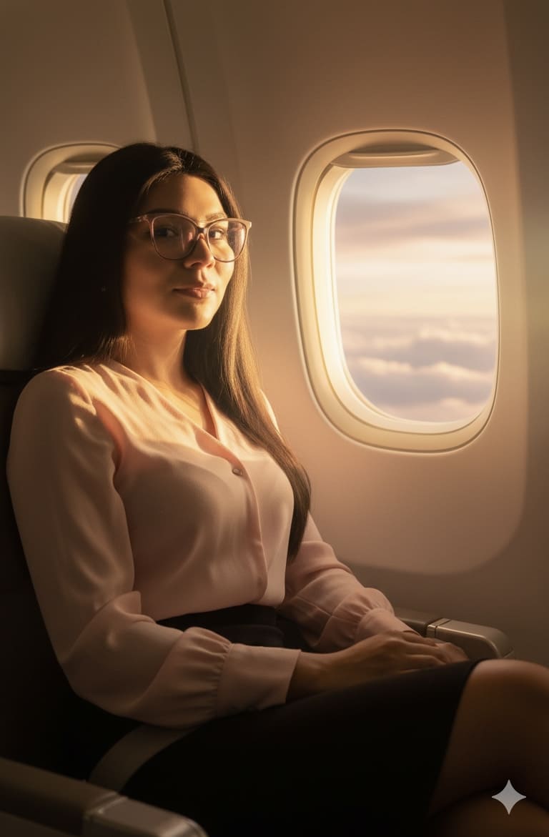 Mujer en el avion