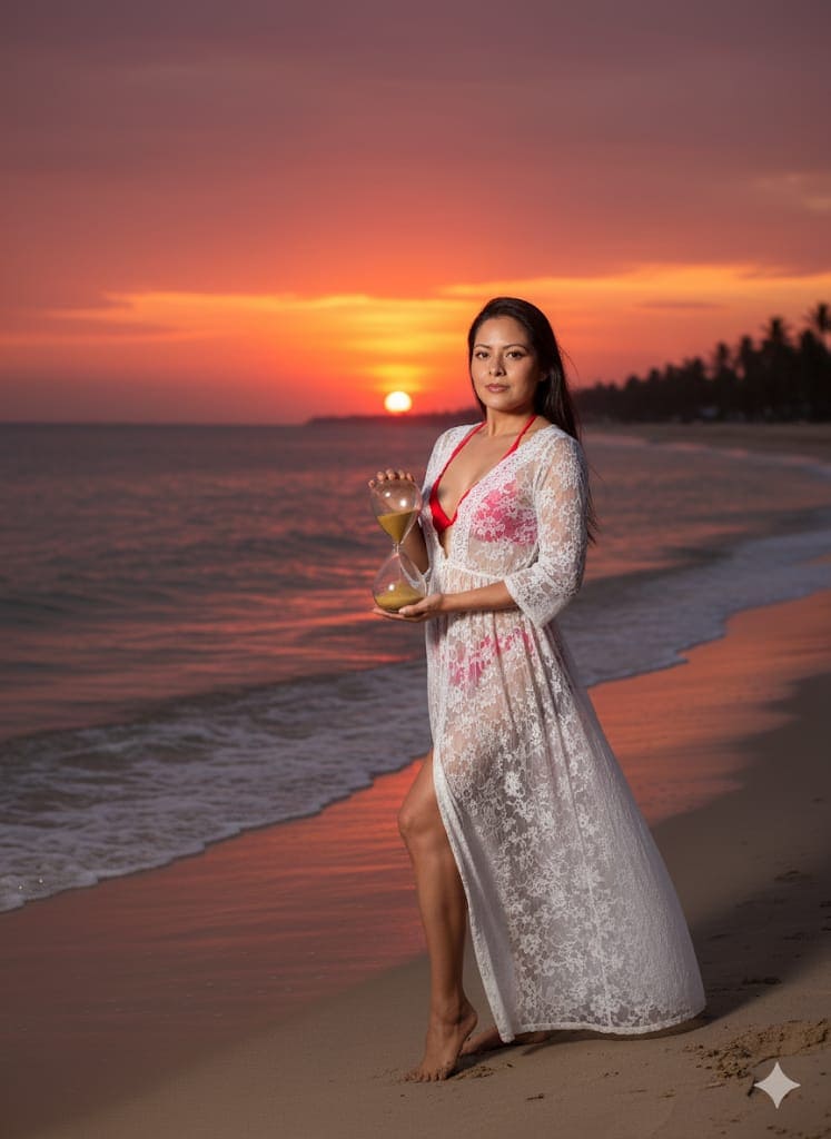 Mujer madura enfocada en el tiempo