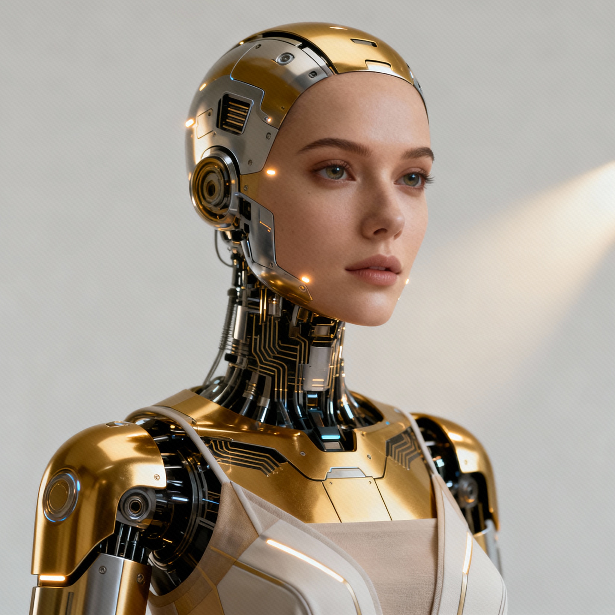 Retrato futurista de robot femenino