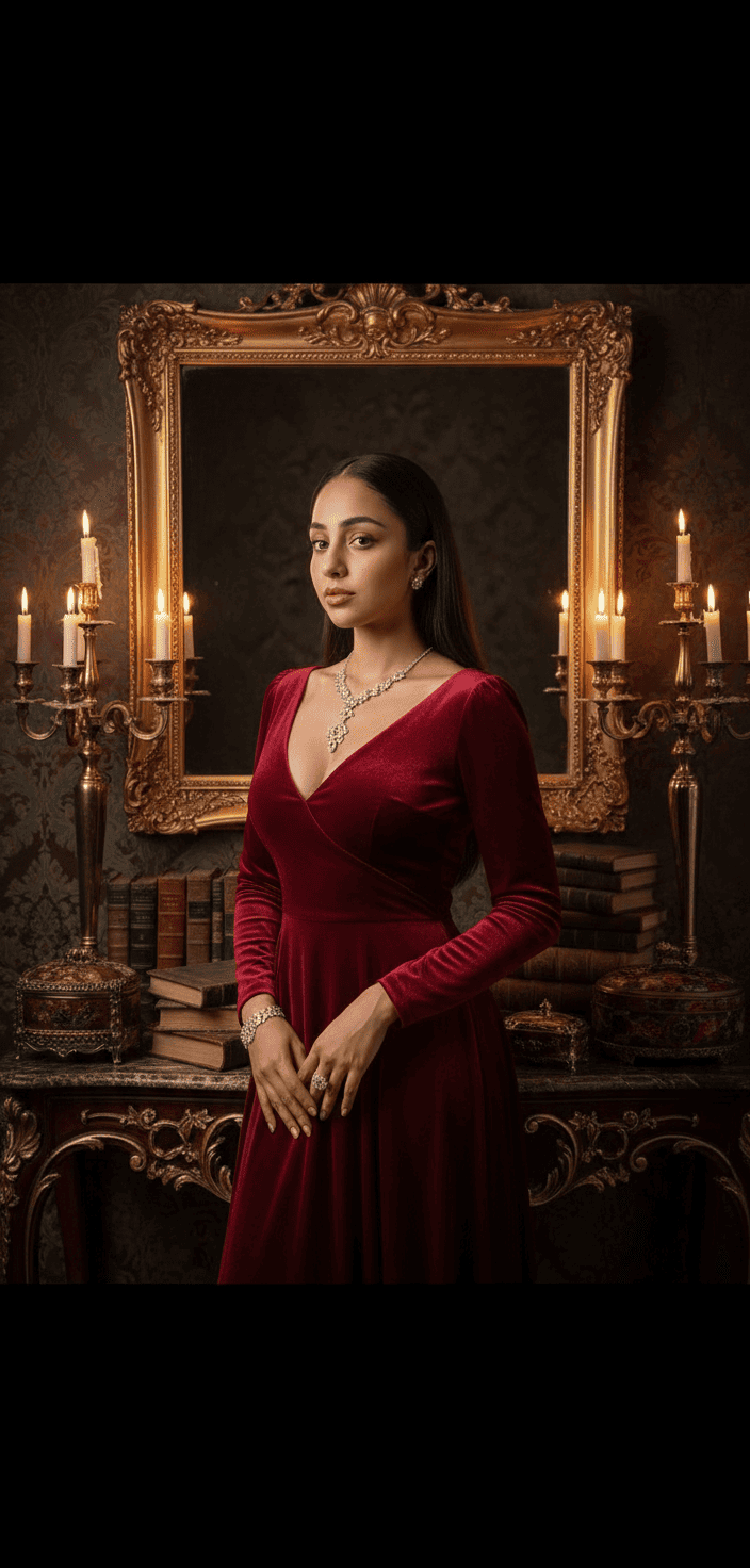 Retrato vintage en rojo