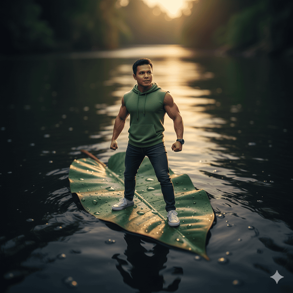 Navegando en una hoja en el pirai