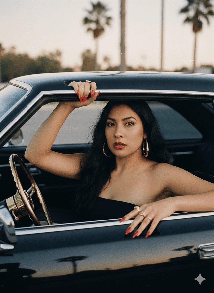 Manejando un lowrider negro