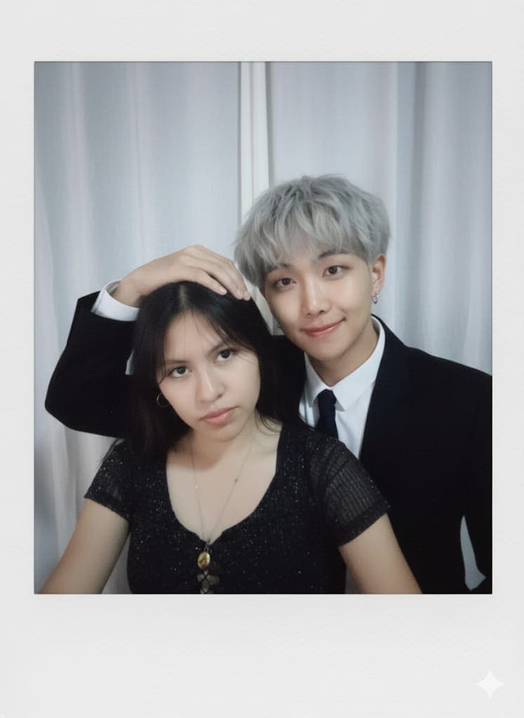 Chica joven con su bias 