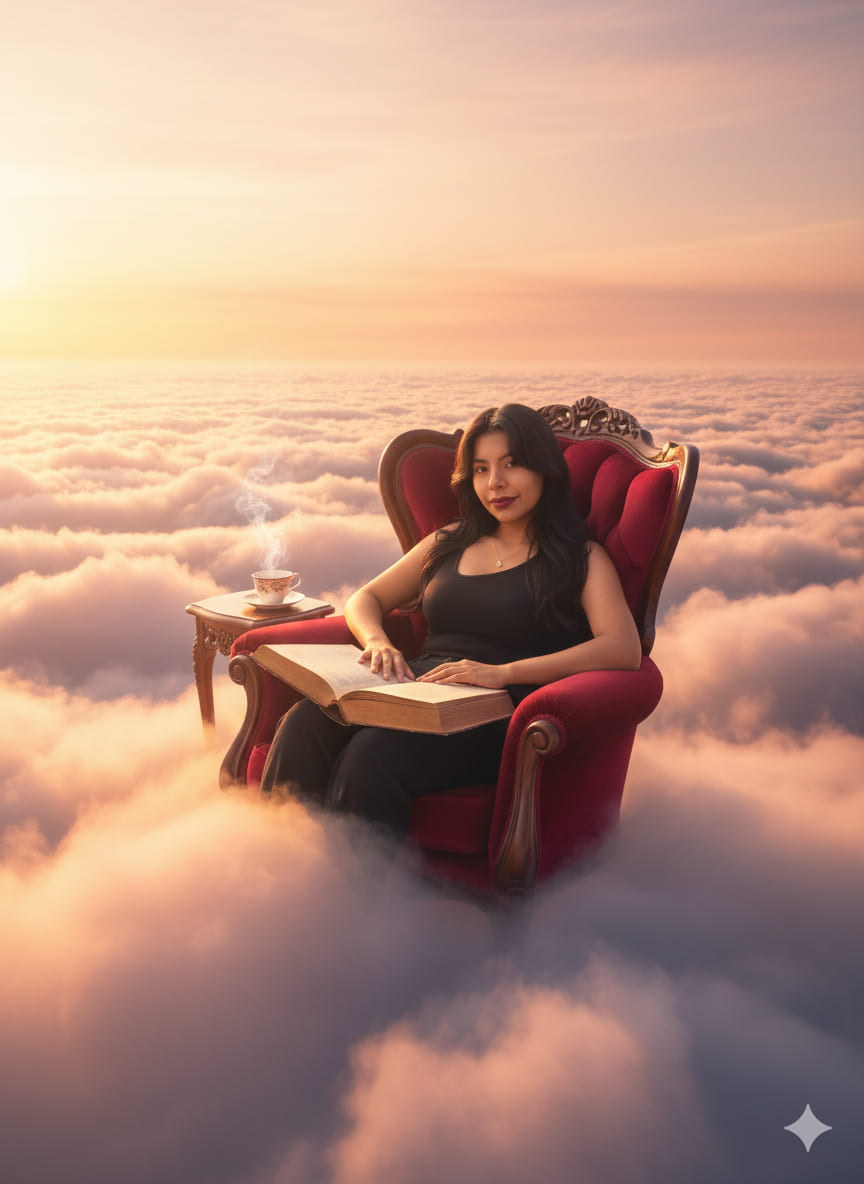 Chica sentada en un sillón 