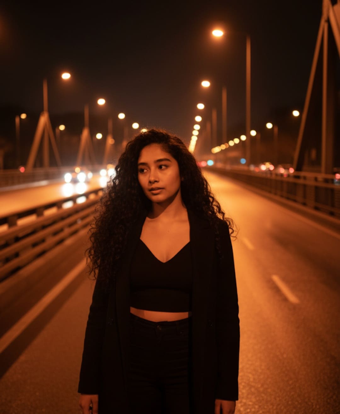 Mujer sobre un puente 