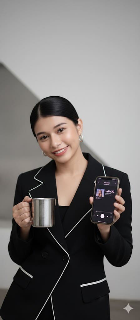 mujer sosteniendo una taza 