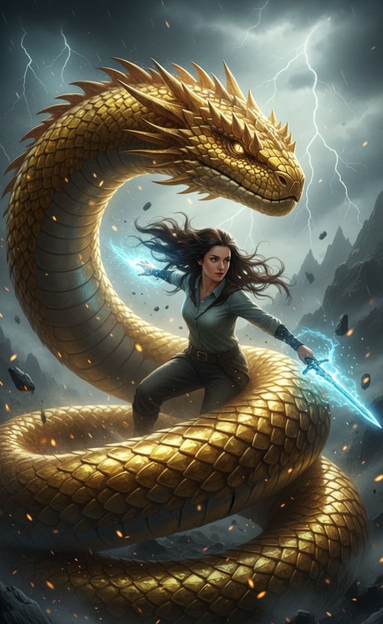 Valiente contra una serpiente