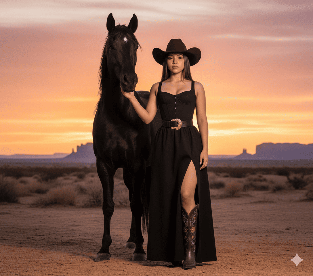 Foto con caballo negro 