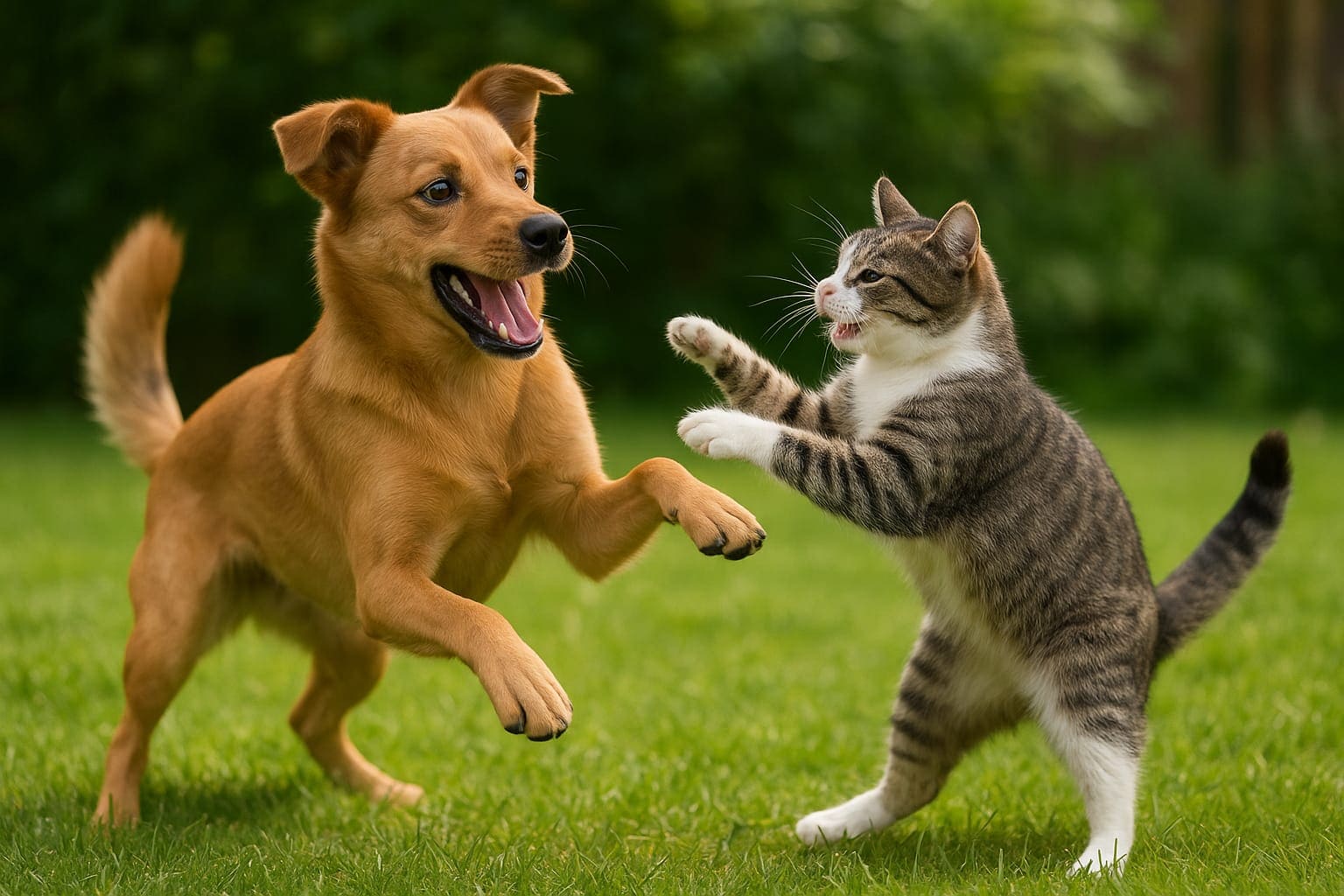 GATO Y PERRO JUGANDO