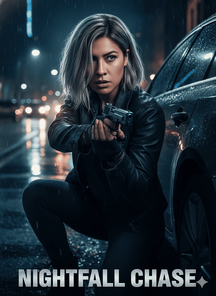 Póster cinematográfico ultrarrealista en 8K de una joven