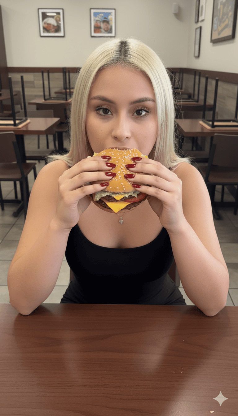 COMIENDO HAMBURGUESA