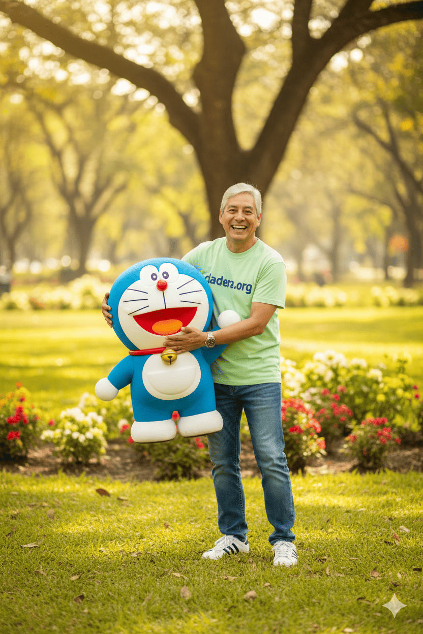 Hugging Doraemon