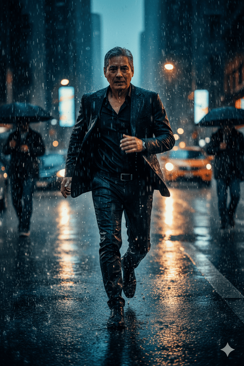 Running through heavy rain