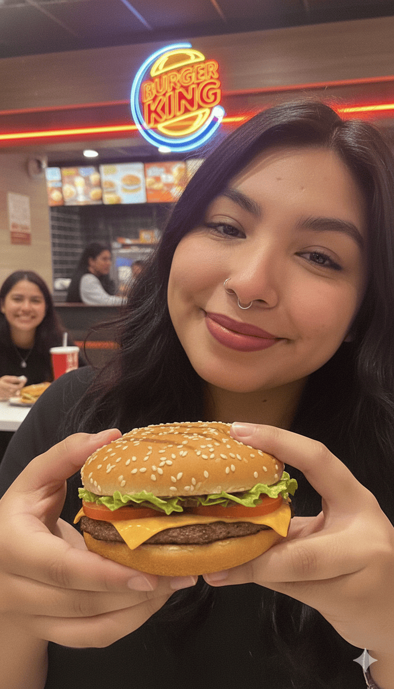 Selfie influencer Burger Queen