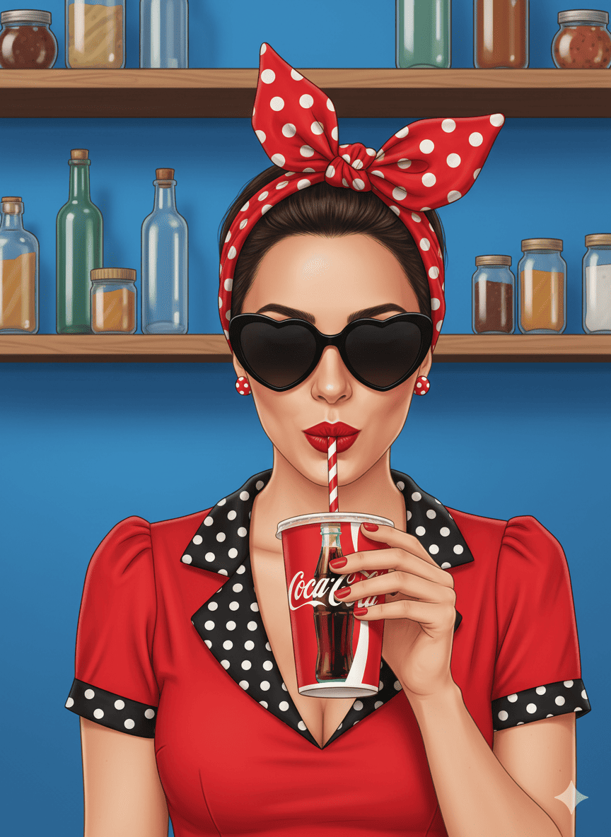 Drinking a cup of coke