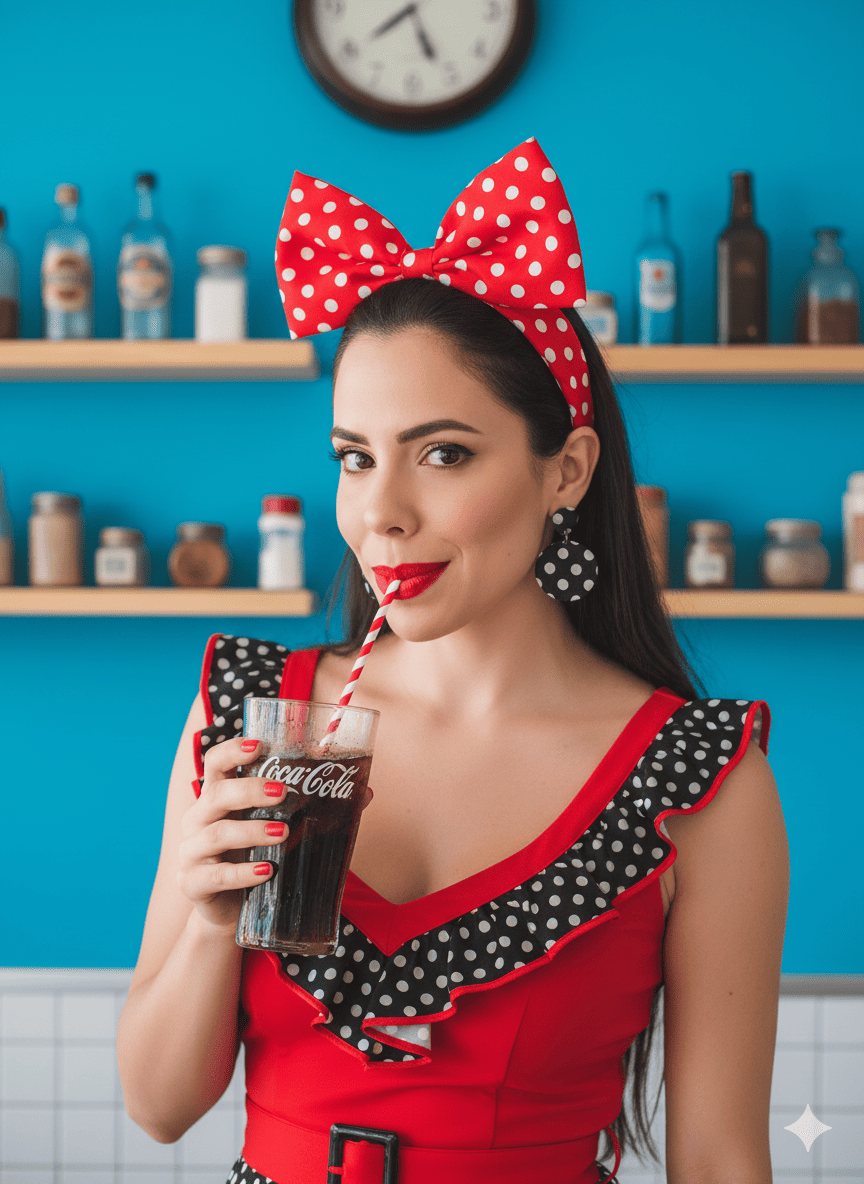 Coca-Cola cup with a striped straw