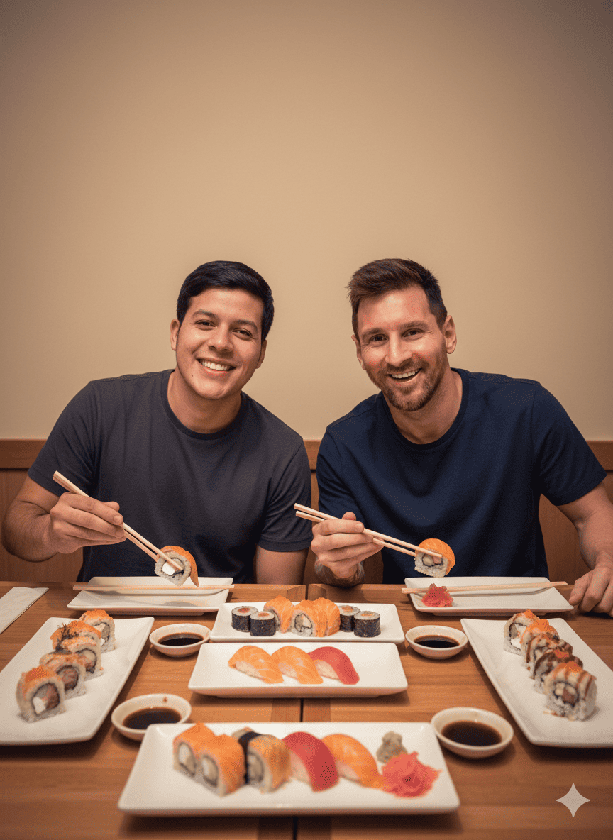 Comiendo Suchi con Messi 