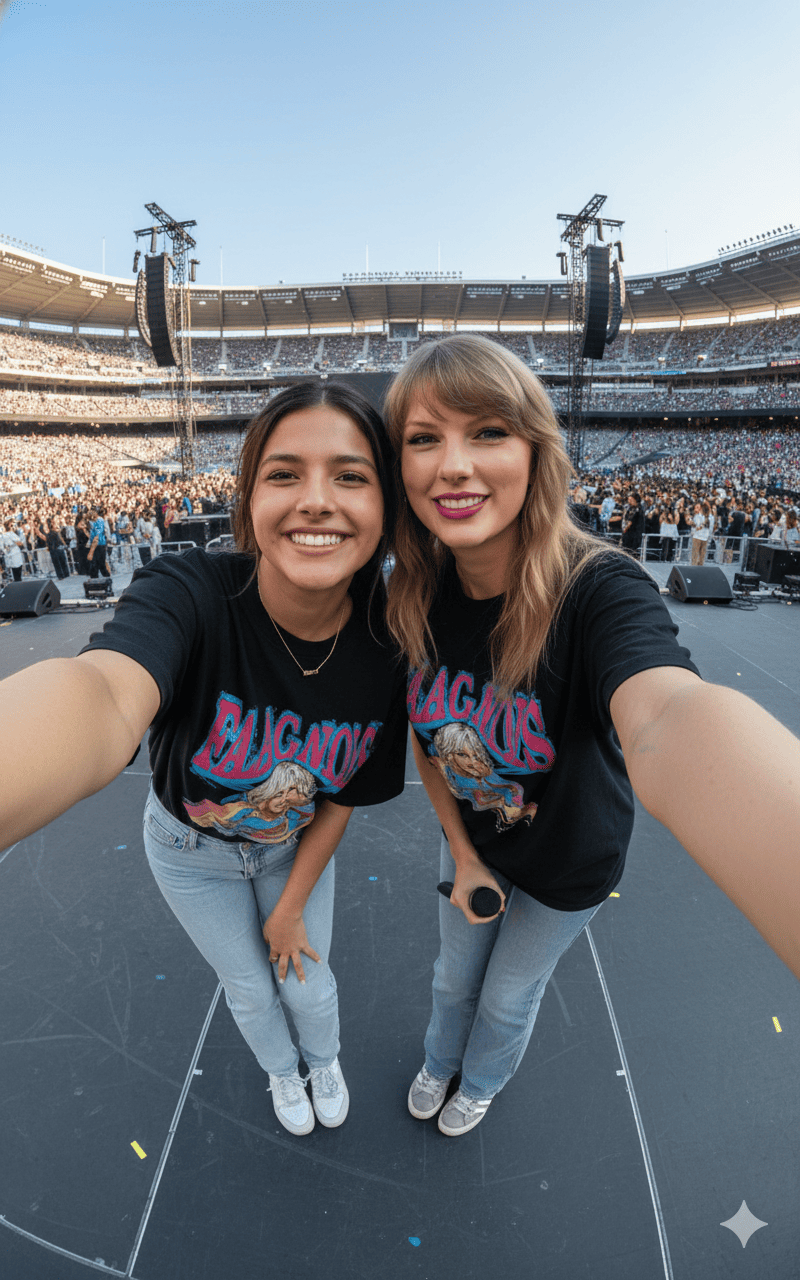 Selfie en el escenario con Taylor