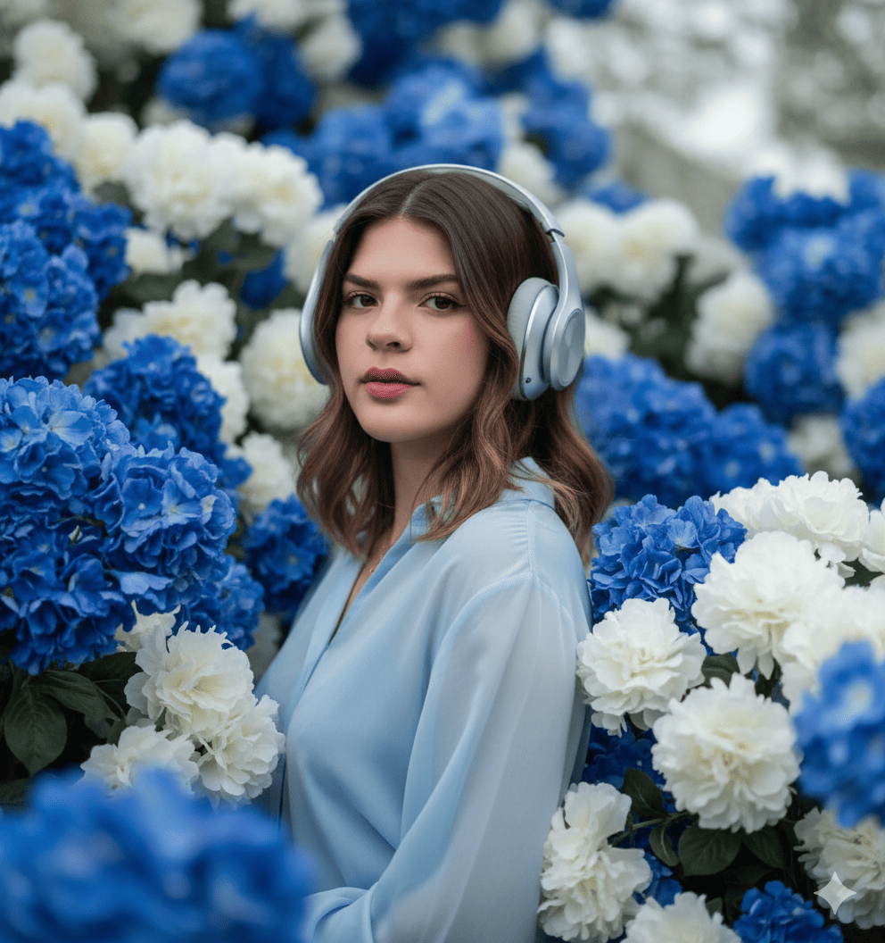 sinfonia azul entre flores