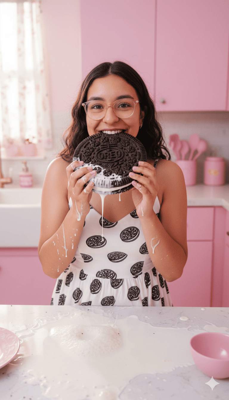 Joven dsifrutando de unas deliciosas Oreos
