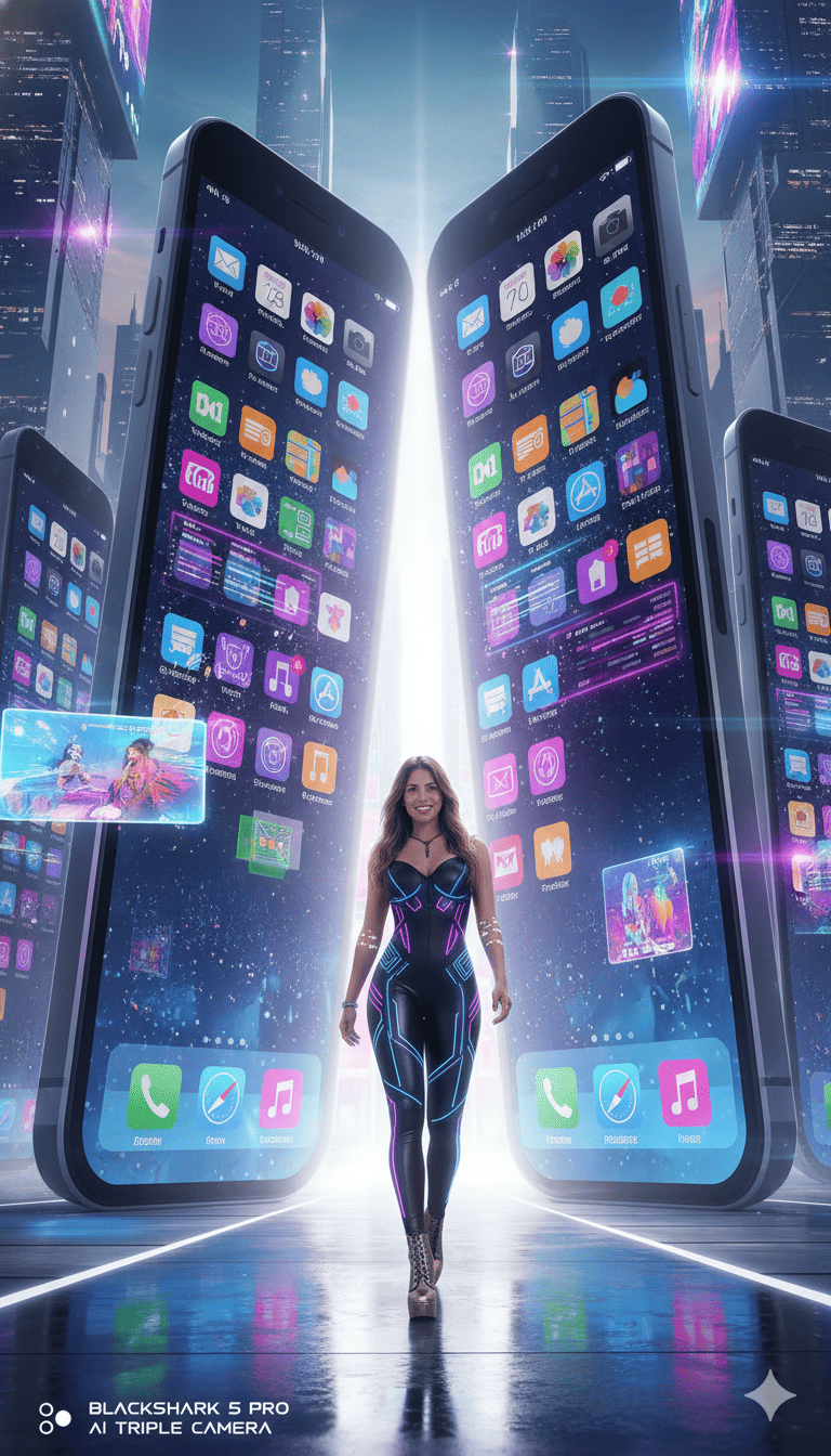 Ciudad Futurista de iPhones + Yo Cyber Sexy