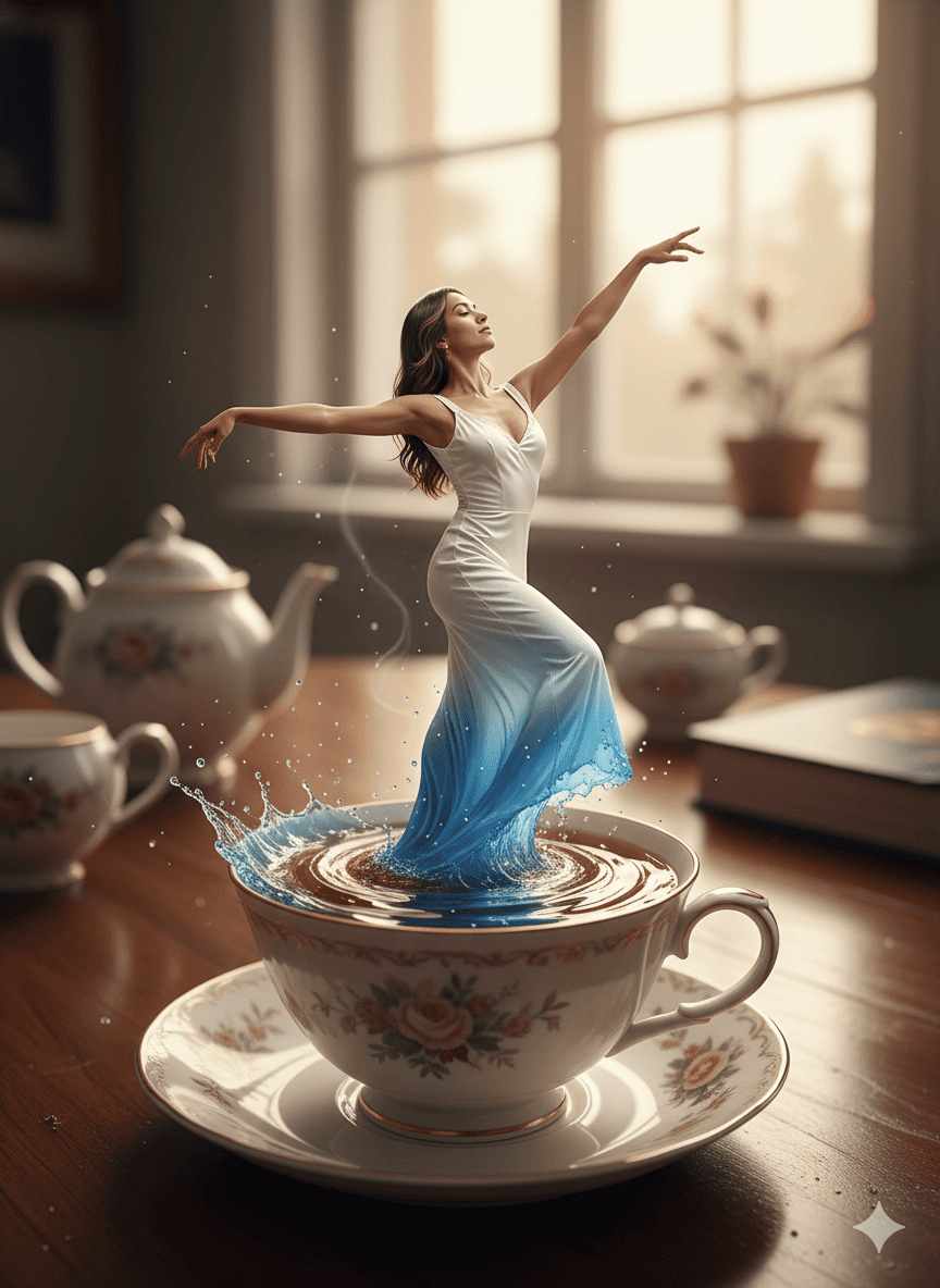 Bailarina sobre taza de té