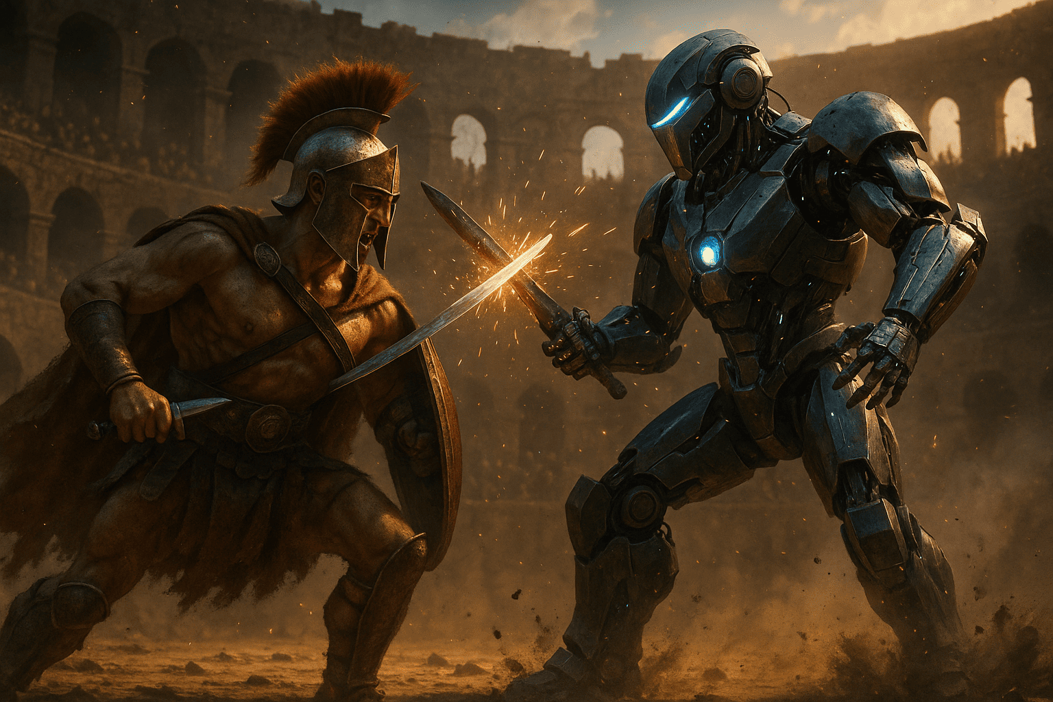 Gladiador vs Robot Futurista