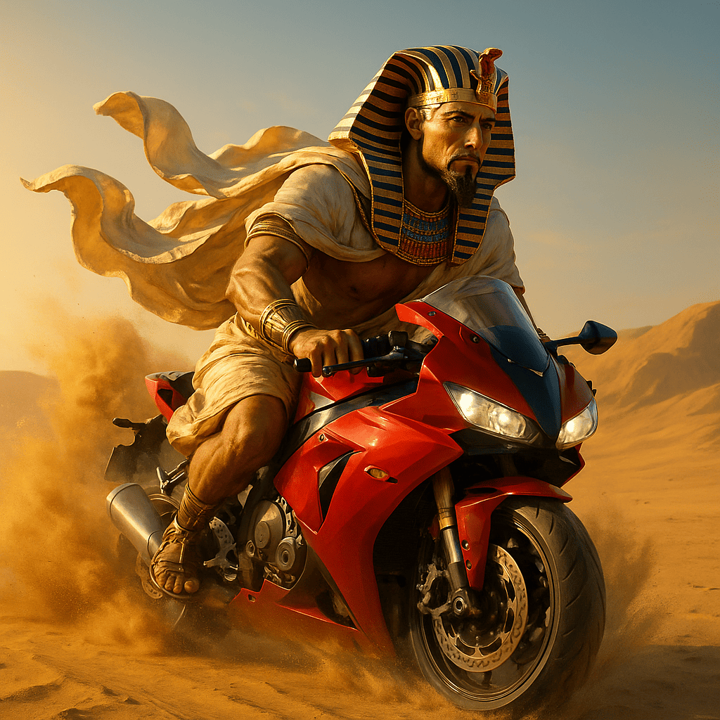 Faraón Motociclista Hiperrealista