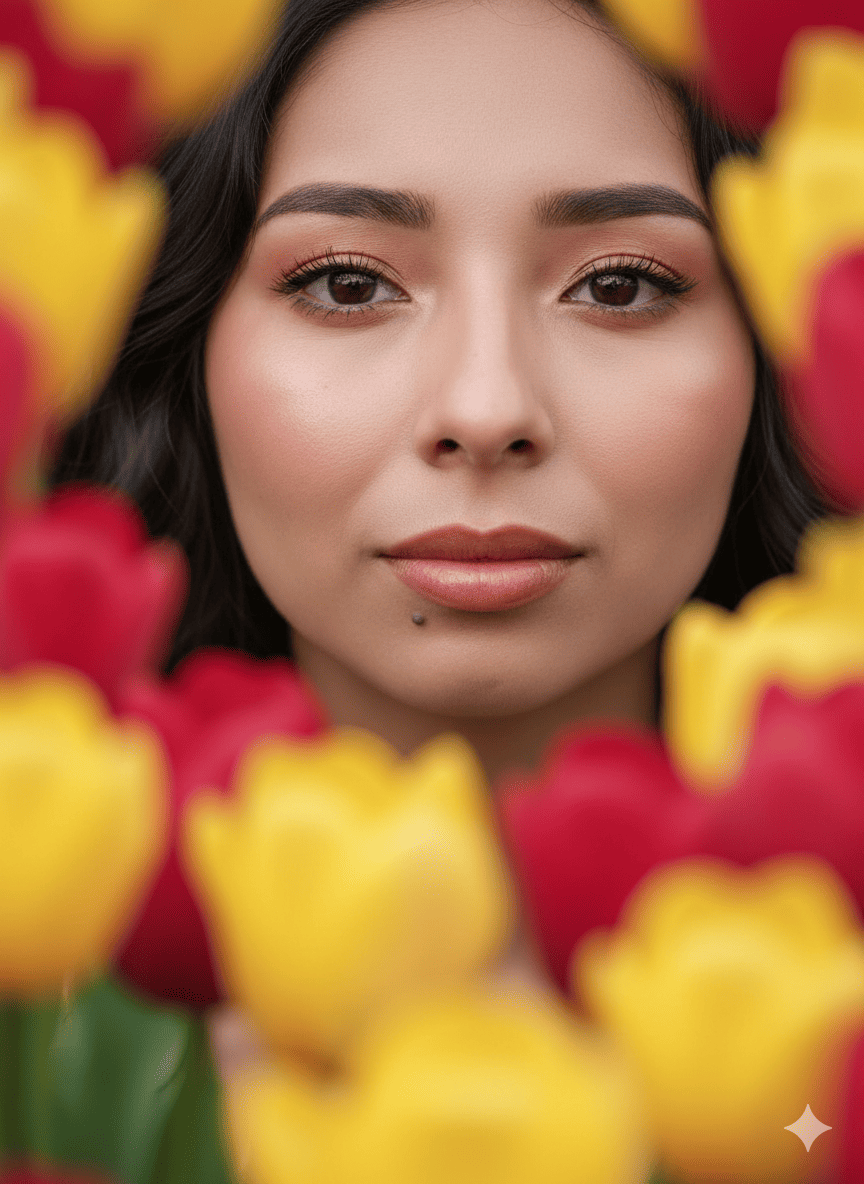 Retrato entre pétalos