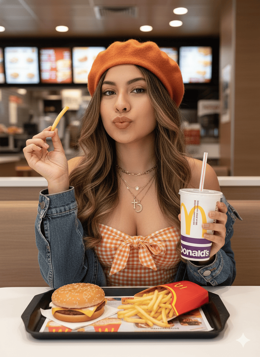 Comiendo hamburguesa McDonald's