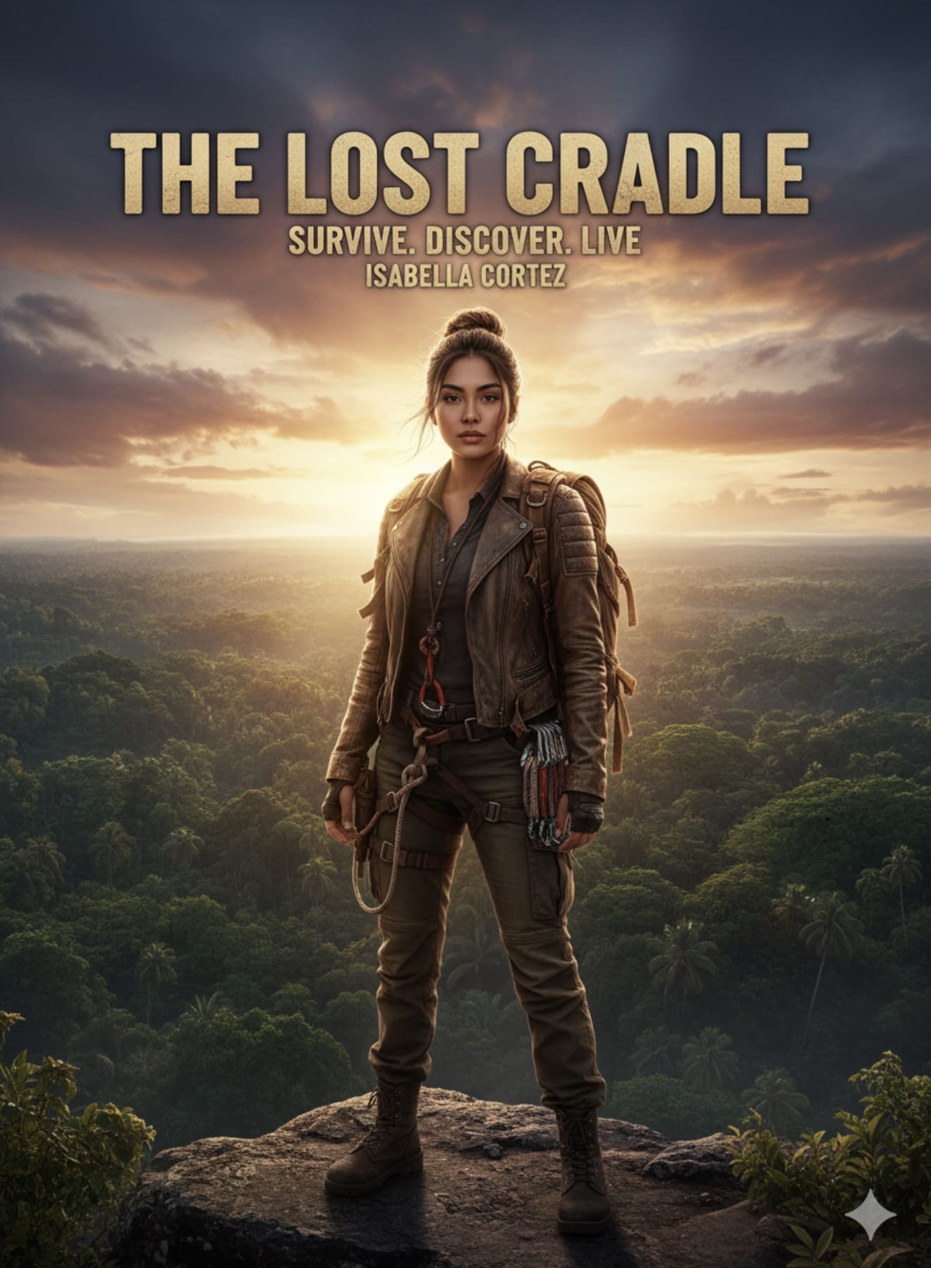 Mujer animada en selva 