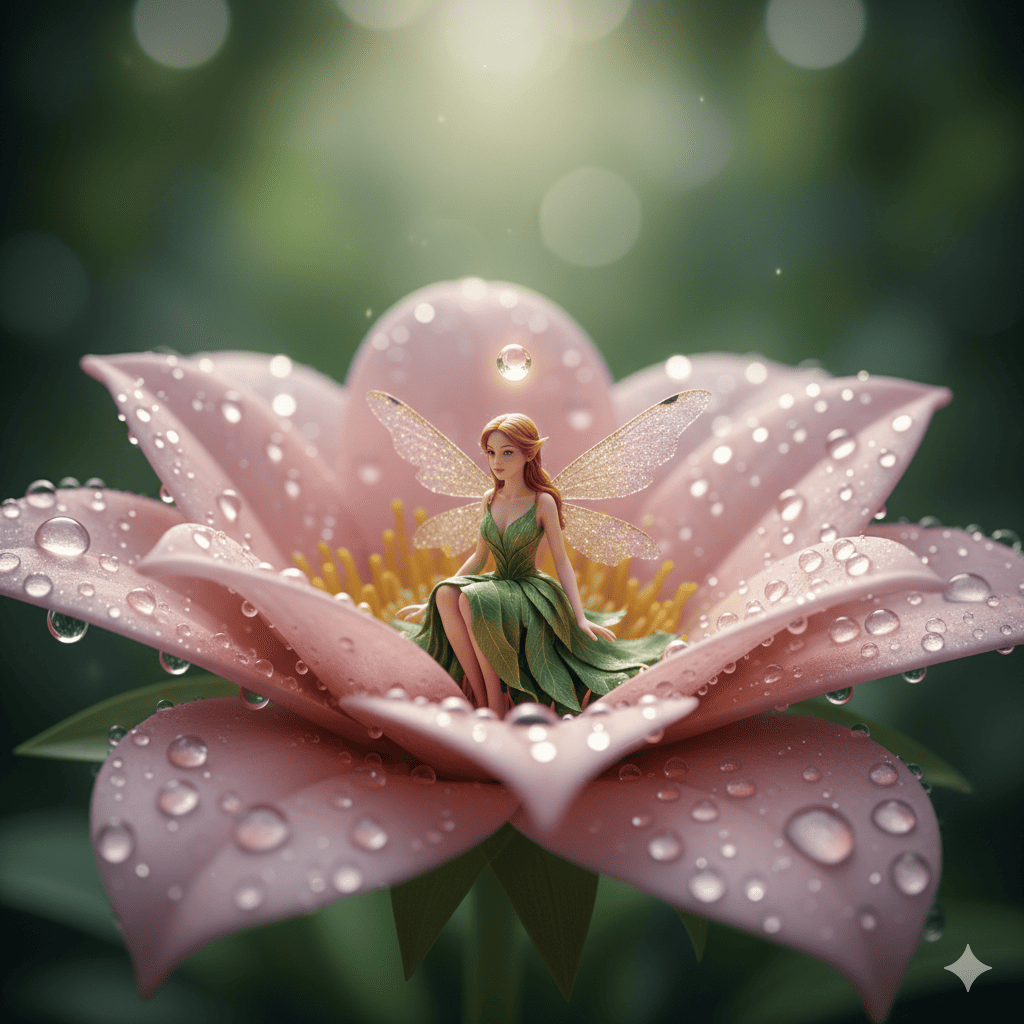  Hada sobre una flor gigante