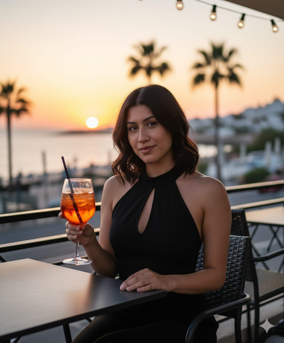 Atardecer en la terraza: un momento de calma y elegancia junto al mar