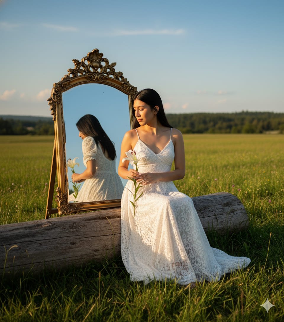 El reflejo de la serenidad: belleza en la naturaleza y el espejo del alma