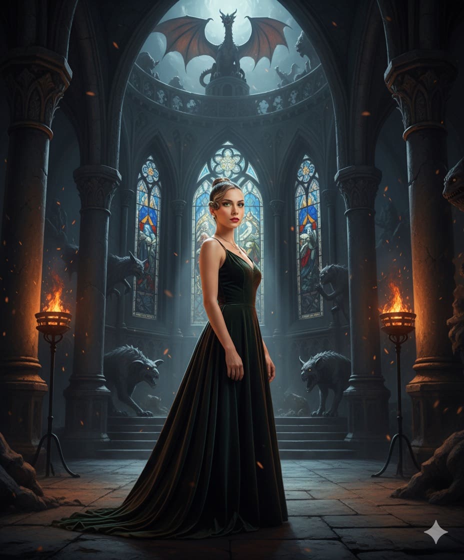 Castillo Antiguo con Criaturas Fantásticas