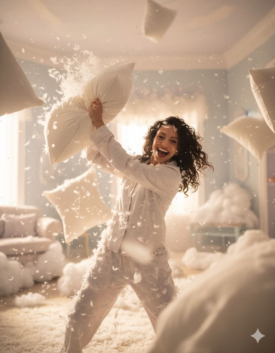 Peleando con Almohadas Flotantes”