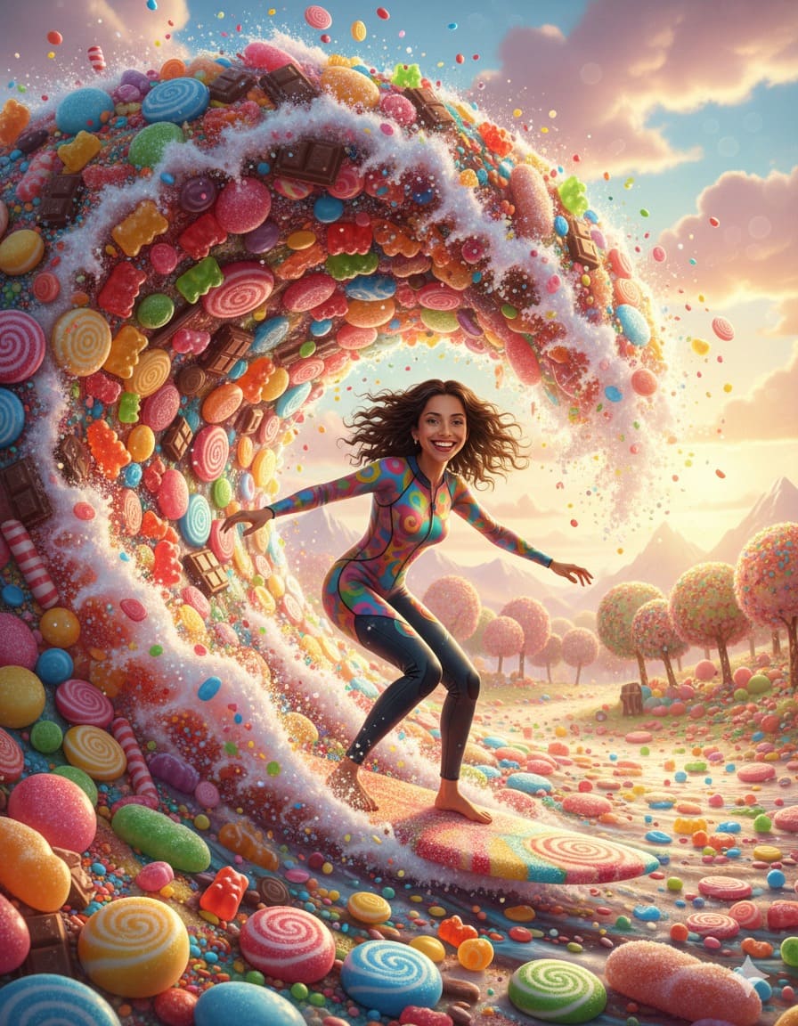 Surfeando en una Ola de Caramelos”